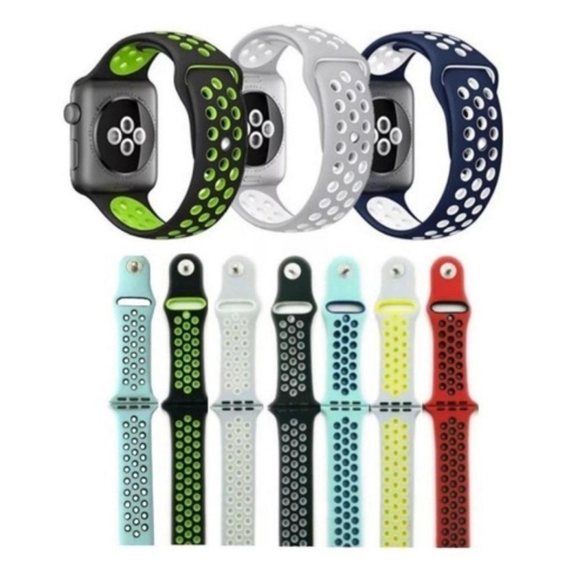 Pulseira Sport Silicone Furadinha Iwo e Apple Watch 38 40 41 42 e 45mm Series 1 2 3 4 5 6 7 e SE