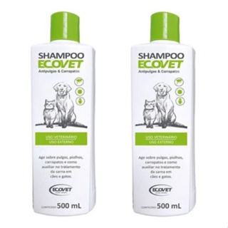 Combo 2un Shampoo Ecovet Antipulgas E Carrapatos 500ml