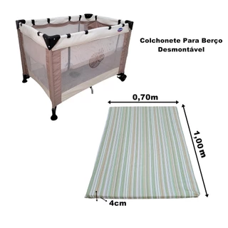Colchonete para berço desmontável 70x1,00 c/ Capa protetora camping dobravel - promoção