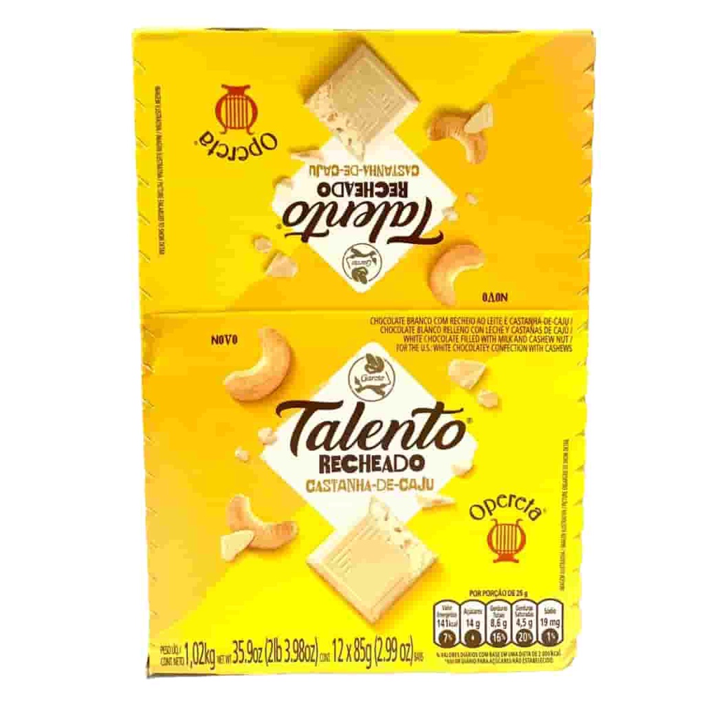 Chocolate Talento Operata Castanha Caju 12 unidades de 85g Garoto ...