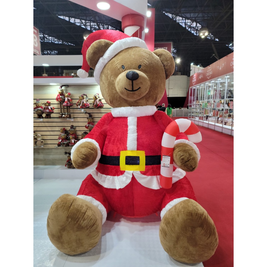 Urso Pelucia Natal Inflavel C/3 Leds 170cm X 168cm Bivolt