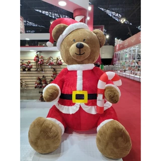 Urso Pelucia Natal Inflavel C/3 Leds 170cm X 168cm Bivolt