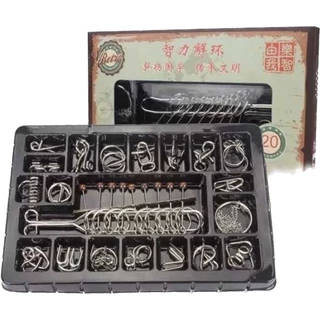 kit 20 Quebra Cabeça Metal Enigma puzzle
