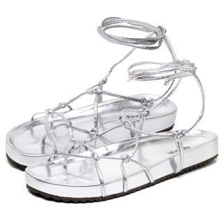 Sandália Rasteirinha Dubuy Feminina Papete Flatform Prata Aisha 2040FG