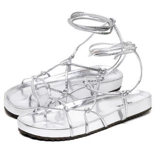Sandalia Rasteirinha Dubuy Feminina Papete Flatform Prata Aisha 2040FG