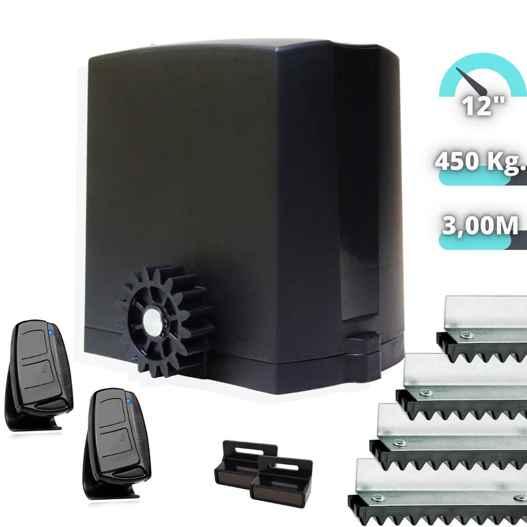 Kit Motor De Portão Eletronico Automático Deslizante De Correr 3m 450kg IPEC