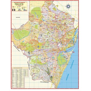 Mapa de Recife PE Politico Poster Escolar Geografia Geográfico Guia ...