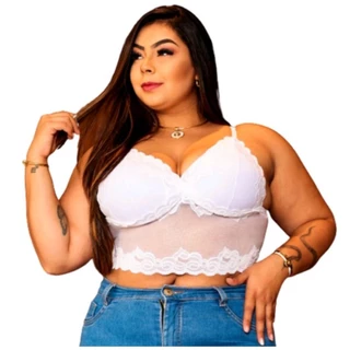 Cropped Top Sutian Bojo Plus Size veste 46 Alça Regulável Feminina Moda Blogueira .