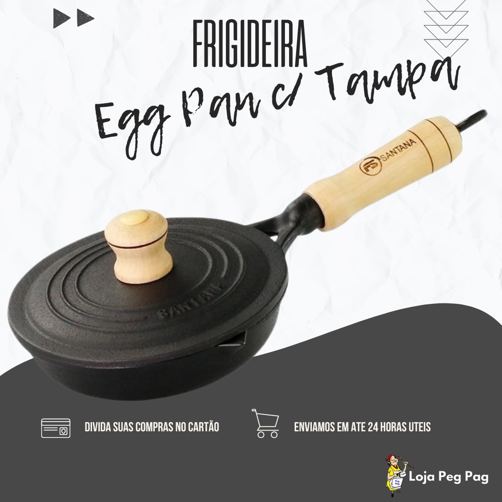 Frigideira de Ferro Fundido p/ Ovo Egg Pan c/ tampa