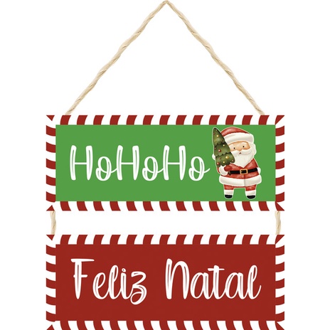 Natal - Placa Decorativa para Porta ou Parede - Ho Ho Ho, Feliz