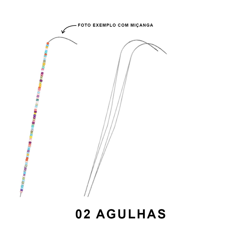 Kit 2 Agulha Curva Miçanga Potinho Giratório Artesanato Arte Pulseira Colar Missanga Bordado