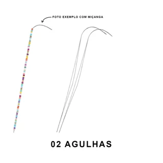 Kit 2 Agulha Curva Miçanga Potinho Giratório Artesanato Arte Pulseira Colar Missanga Bordado