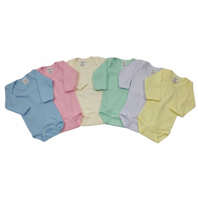 KIT COM 5 -Body Liso Bebê Malha Canelada Manga Longa - Várias Cores- FABRICAÇÃO PRÓPRIA