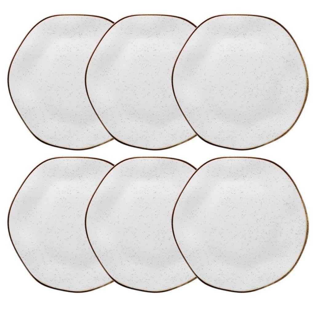 Prato Raso Ryo Maresia Areia 6 Unidades 27,5cm Oxford Porcelanas