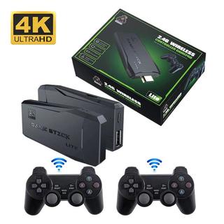 Video Game Stick Retro 4K 10.000 jogos 2 controles com cartão de 64GB MAME Atari PS1 Super Nintendo GB GBC GBA Genesis MD
