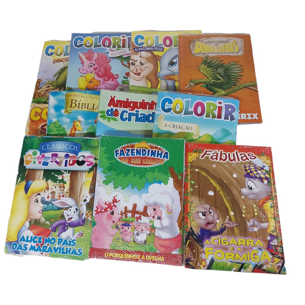 Kit C/ 88 Livrinhos Infantis - 48 Histórias e 40 Colorir | Shopee Brasil