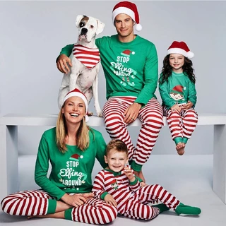 Conjunto de Pijamas de Natal Verde para Família, Pijamas de Outono Inverno para Pais e Filhos em Oferta na Shopee