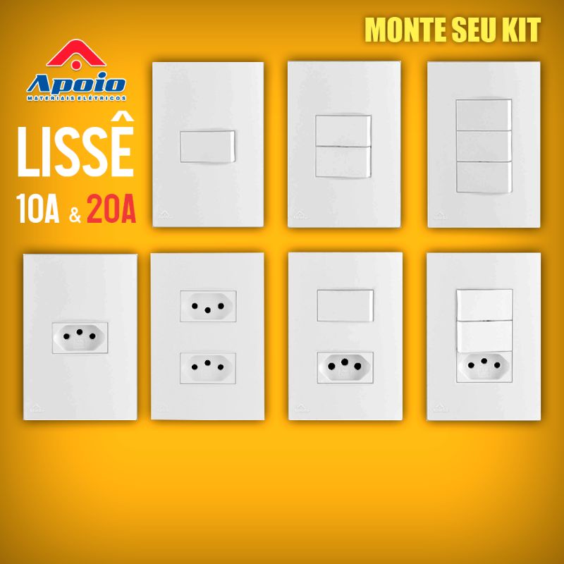 Tomada e Interruptor Simples ou Dupla Linha Lissê Marca Apoio Promoção Um excelente material para sua cozinha sala ou banheiro e toda casa