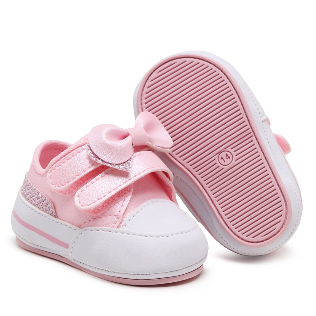 Tênis Feminino Bebê Infantil Para Batizado Casual Menina Laço Rosa Do ...