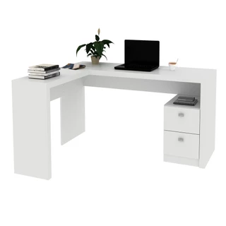 Escrivaninha/Mesa Escritório de Canto com 2 gavetas Multimóveis CR25032 Branca