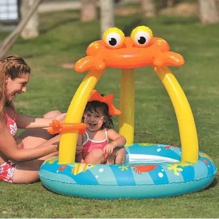 Piscina Bebê Boia Inflável c/ Cobertura Caranguejo 50L