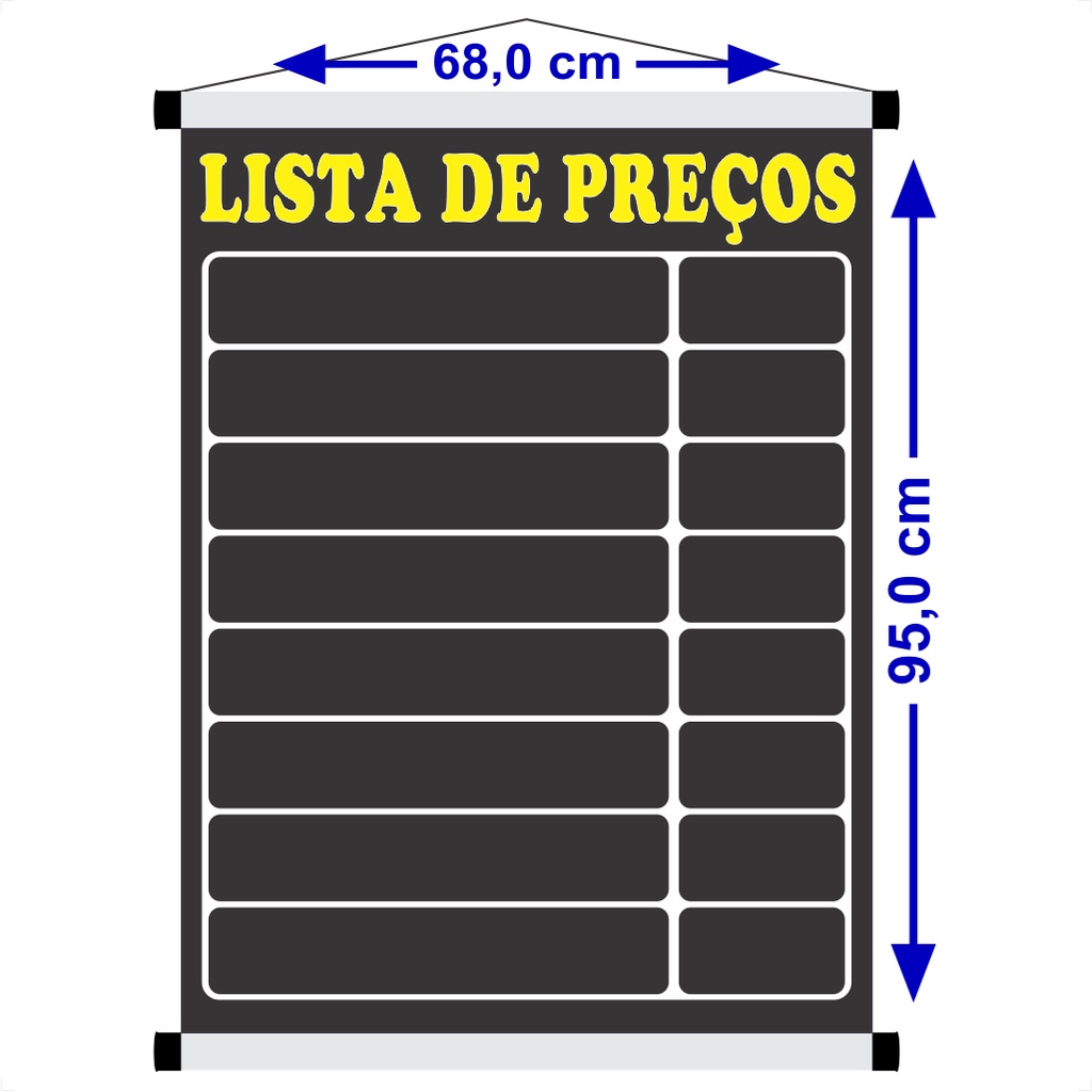 Banner Lista de Preços Lousa, Banner Tabela Grande Reutilizá