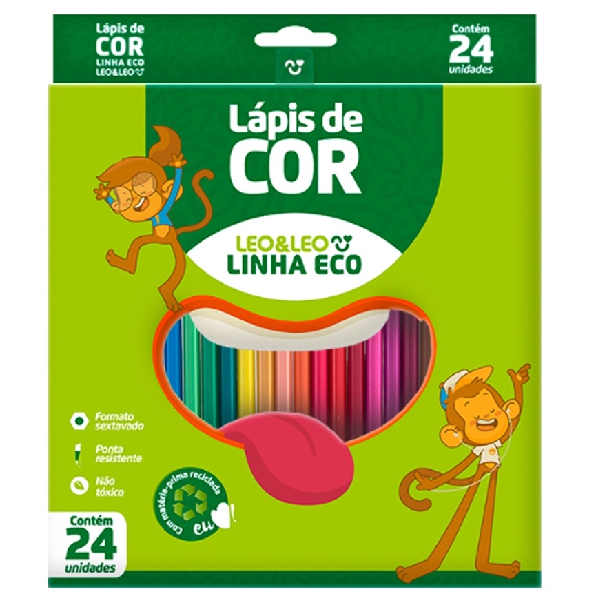 Lapis De Cor 24 Cores Eco Sextavado Leo&leo Leonora 4222