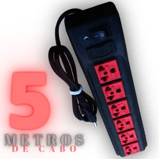Filtro de linha UNIVERSAL padrão antigo 6 tomadas cabo 5 metros Para PC Gamer e Notebook