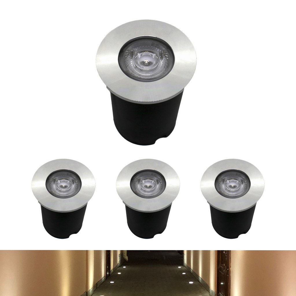 Kit 4 Balizador Spot Led Embutir Chão Piso Jardim 1w Quente