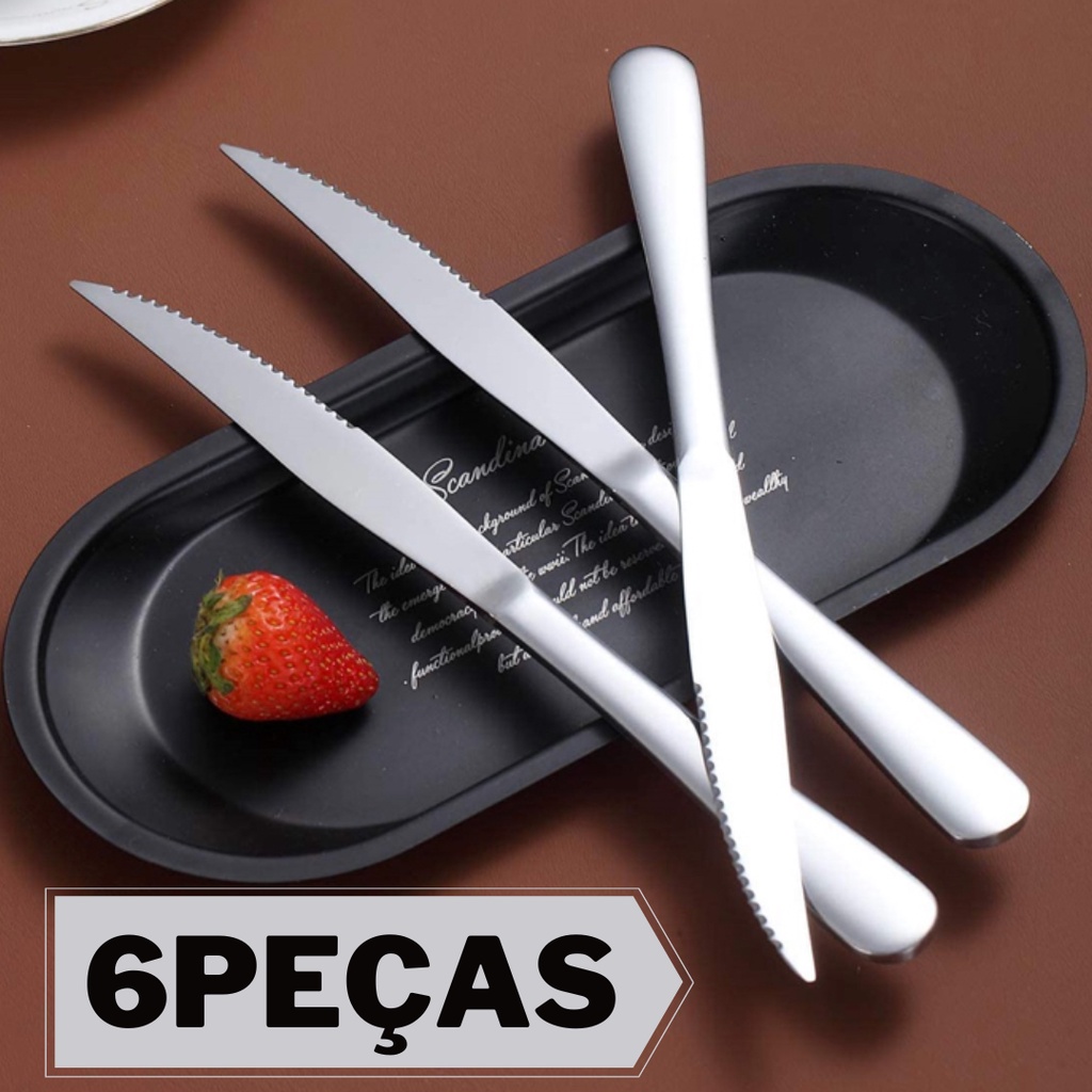 Faca de Mesa de Aço Inox com 6 Unidades Monaliza Import