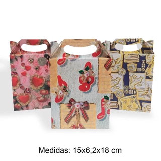 Embalagem de papel caixa natal para presente Caixa maleta 15X6,2X18 - 10 UNIDADES