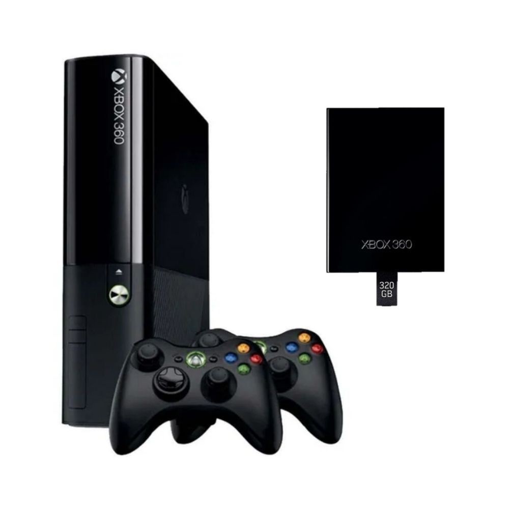 Xbox 360 Super Slim 320gb Com 2 Controles Usado