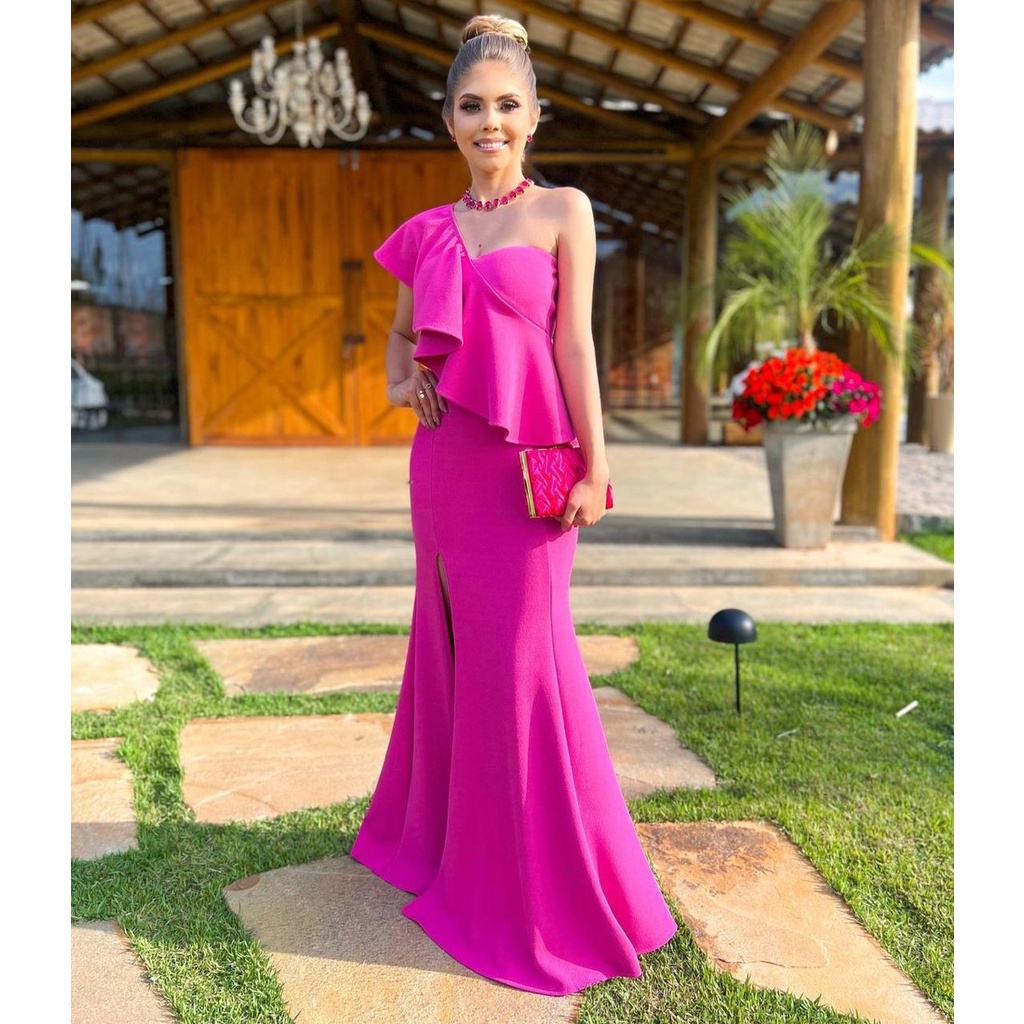 Vestido Longo Festa, Madrinha, casamento civil, Formatura | Shopee Brasil