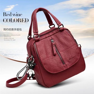 Multifuncional Mochila Feminina De Uso Duplo Retro Moda Combina Com Tudo 2022 Novo Estilo Couro Macio Bolsa De Ombro Portátil Mulheres