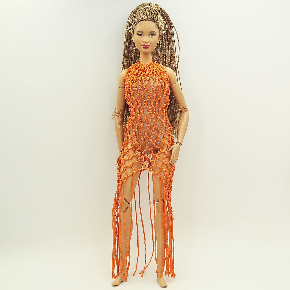 Roupa para Barbie Curvy biquíni com saída de praia e chapéu