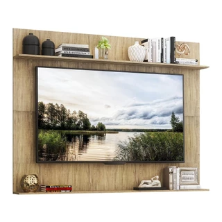 Painel com Suporte TV 65" e Prateleiras Amsterdã Classic Multimóveis Rustic