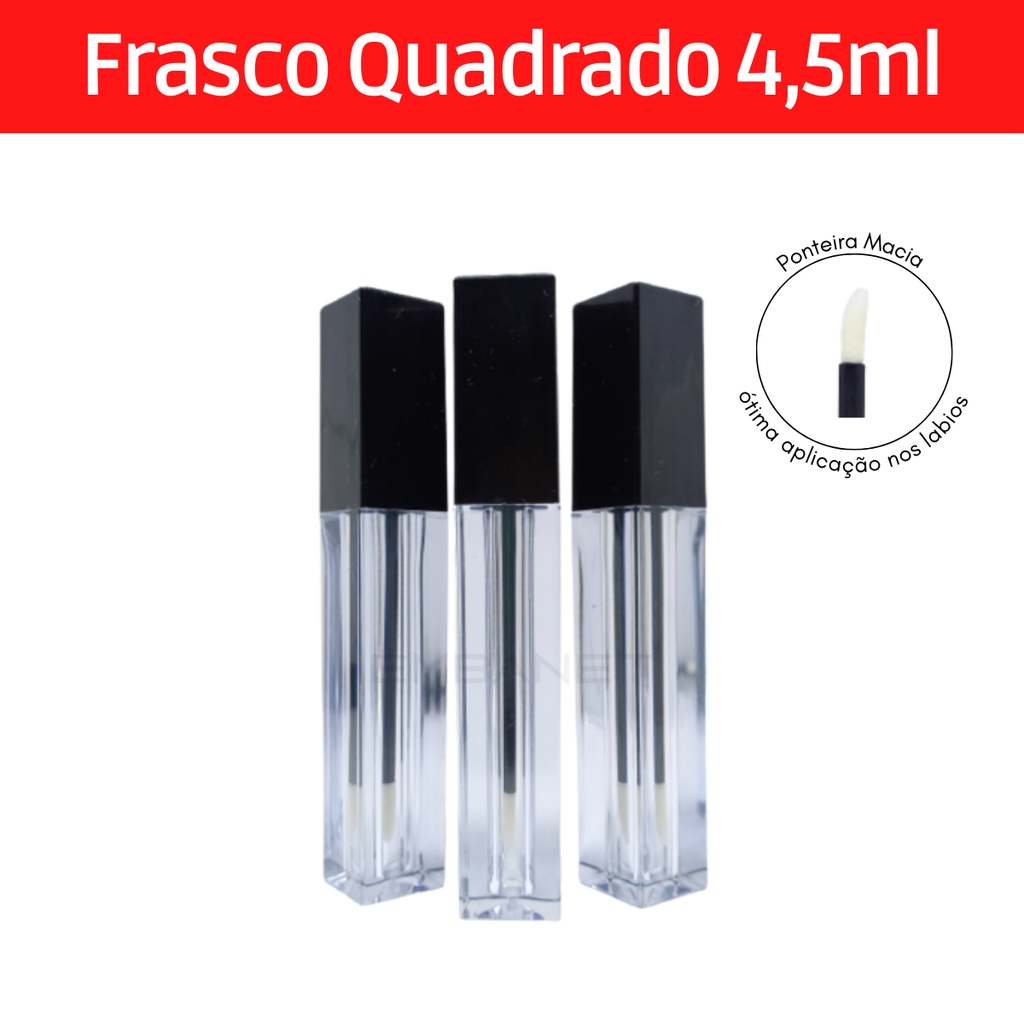 Batom Liquido Embalagem Vazia Frasco Quadrado 4,5ml - 10und