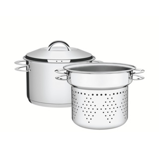 Jogo Cozi-Pasta Tramontina Solar em Aço Inox Fundo Triplo - 2 Peças 20 cm