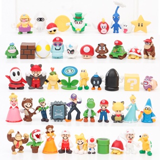 48pcs/kit super mario Bonecos Super Mario Bros MINI Figura Bonecas Nintendo Jogo Versão Lolio Dinossauro Yoshi Brinquedo Infantil Decorações Boneca Modelo
