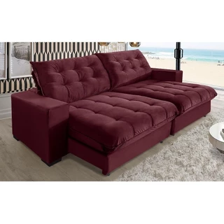 Sofá Califórnia Molas Ensacadas e Pillow Top 2,50m Vinho