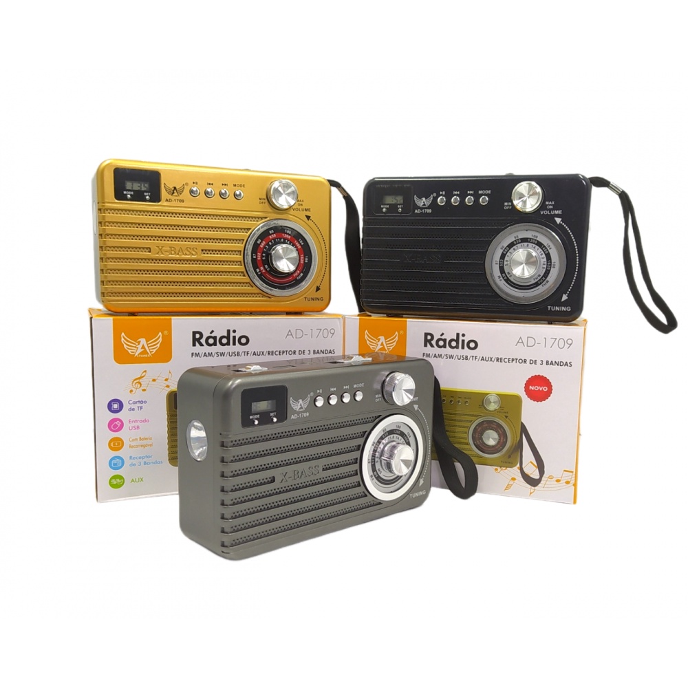 Rádio Altomex Retrô Com Lanterna Recarregável AM/FM/USB/SD/TF AD
