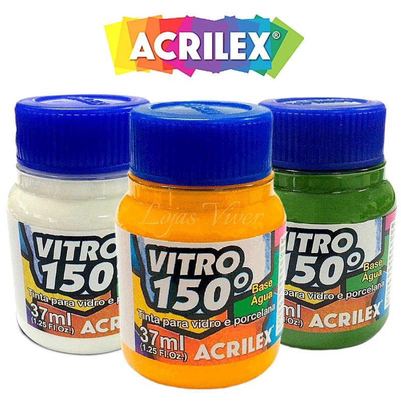 Tinta Vitro 150° para Vidro e Porcelana 37ml - Acrilex | Shopee Brasil