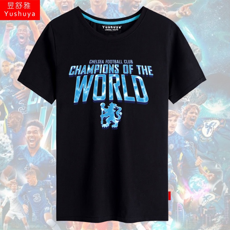 Equipe Chelsea 2022 Campeonato Mundial de Copa do Clube Mundial Comemorativo Harvards Camiseta de Futebol Uniforme de Fã de Meia Manga Homens Camiseta Simples de Meia Manga Pura