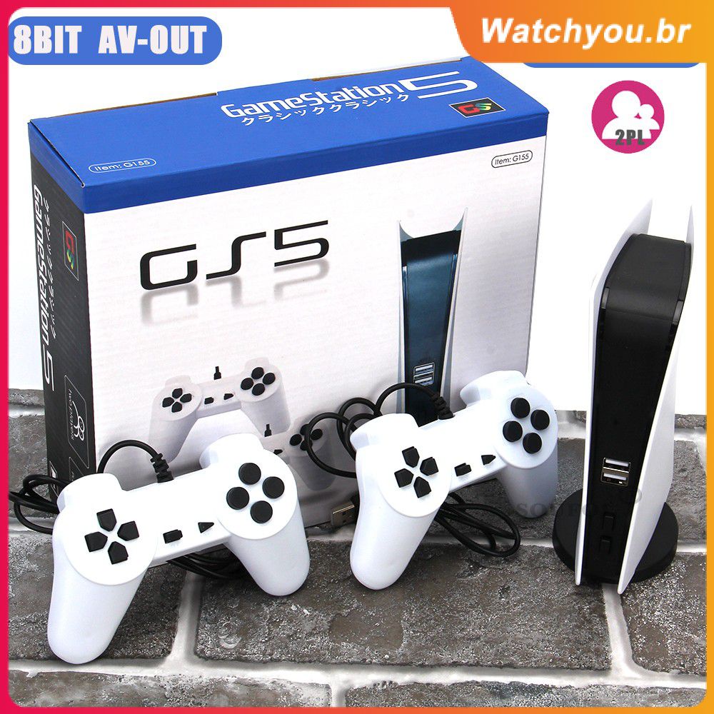 Nova TV Game Console De 8 Bits Caixa De Jogo Com Saída AV Clássica GS5 Retrô Vídeo Mini Estação Controladores Fio Duplo