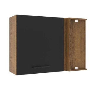 Armário de Cozinha Aéreo de Canto 1 Porta Rustic/Preto Agata Madesa em Oferta na Shopee