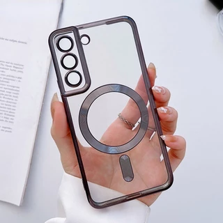 Capa De Carga Magnética Sem Fio Transparente Para Samsung Galaxy S22 S23 Ultra Plus Soft Silicon