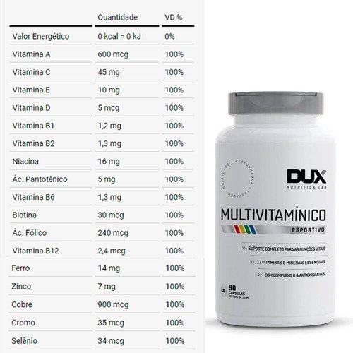 Suplemento Em Cápsulas Dux Nutrition Multivitamínico Vitaminas 90 caps