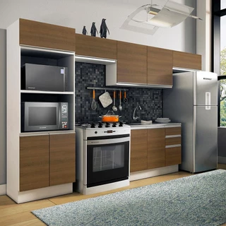 Armário de Cozinha Completa Madesa 100% MDF Acordes XA350001 Balcão (Sem Tampo e Pia) Branco/Rustic em Oferta na Shopee