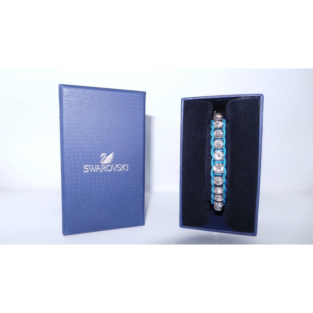 Pulseira Swarovski Original Bracelete Cristais Azul Pedras Jóia Código  1181371