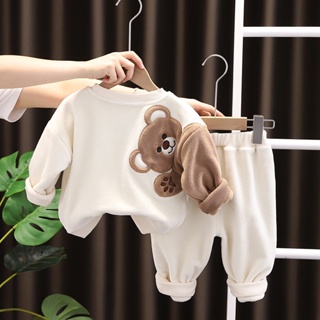 Outono Inverno Bebê Meninos Fofos Desenho Animado Roupas De Urso Conjuntos Da Moda Infantil Toddler Macias De Pelúcia